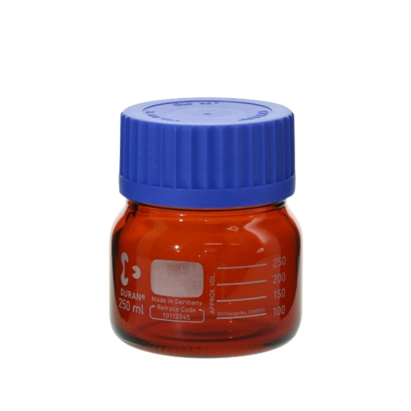 日本SIBATA柴田科學耐熱螺口瓶廣口棕色帶藍色瓶蓋017250-12000