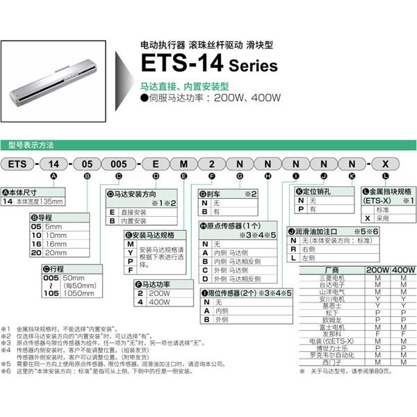CKD喜開理電動執行器（無馬達型）滑塊型ETS-14-10010-EM2NNNNN