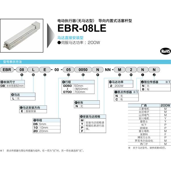 CKD喜開理電動執行器（無馬達型）滑塊型EBR-08LE-00-200700NNN-F2CB