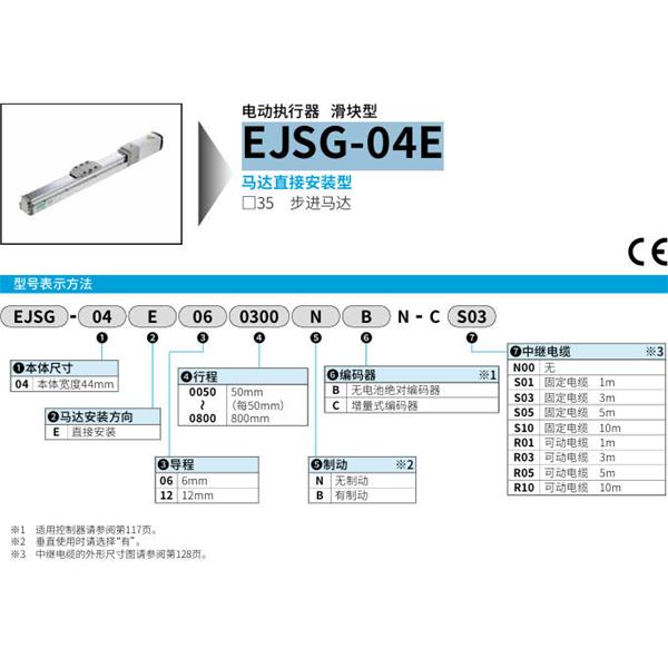 CKD喜開理電動執行器（無馬達型）滑塊型EJSG-04E060050NBN-CS03