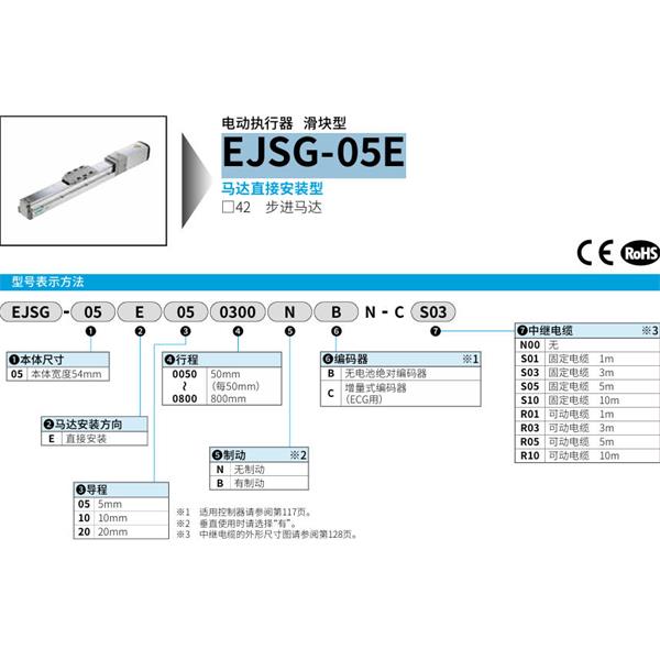 CKD喜開理電動執行器（無馬達型）滑塊型EJSG-05E200800BCN-CR03