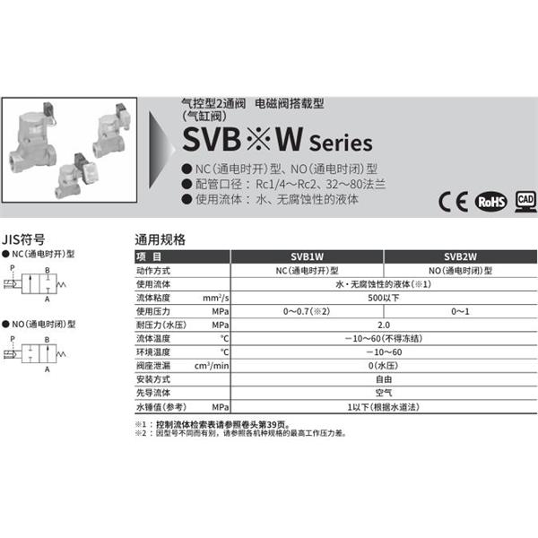 CKD喜開理氣控型2通閥（氣缸閥）SVB2W-80A-02CS-AC100V