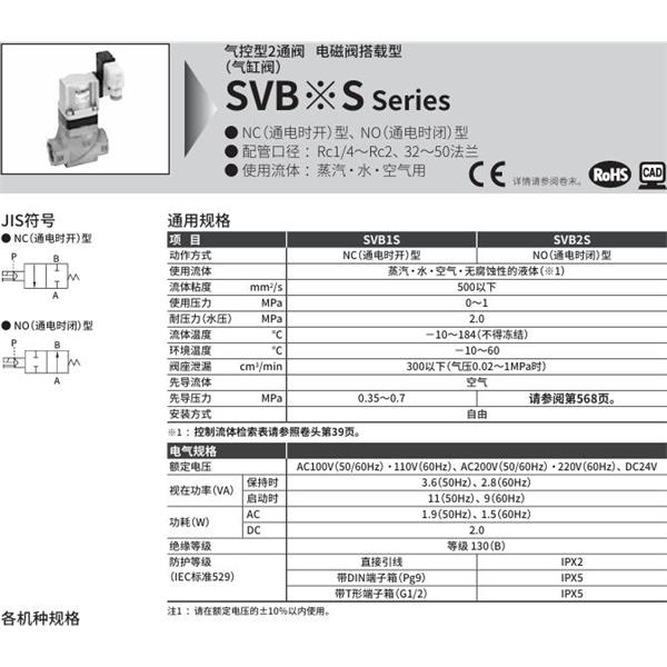 CKD喜開理氣控型2通閥（氣缸閥）SVB1S-32A-02CS-AC100V