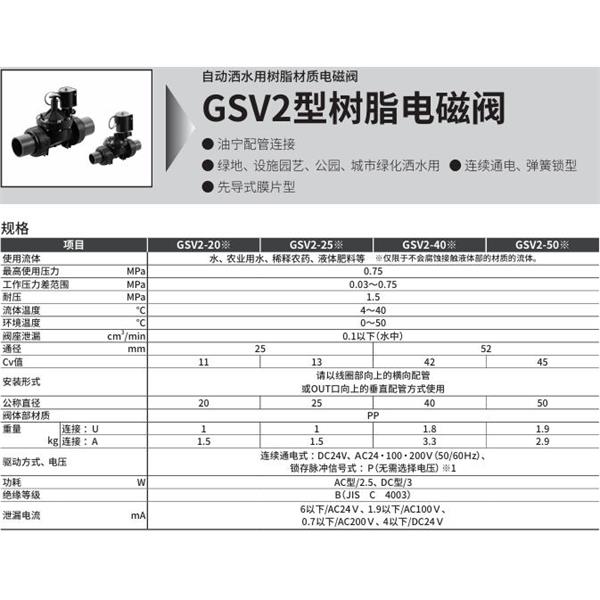 CKD喜開理自動灑水用樹脂制電磁閥GSV2-40-P-AC200V