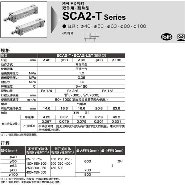 CKD喜開理SELEX氣缸SCA2-T-TC-80B-100-SI