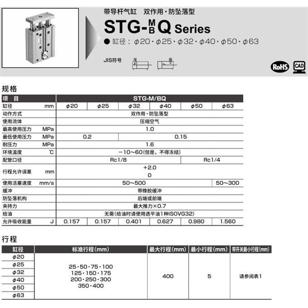 CKD喜開理帶導(dǎo)桿氣缸STG-MQ-40-25-H-M1