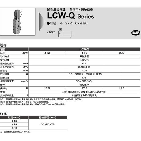CKD喜開理線性滑臺氣缸LCW-Q-20-50-HL-A