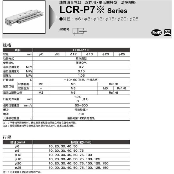 CKD喜開理線性滑臺氣缸LCR-25-30-F2H1-R-S506DTP72