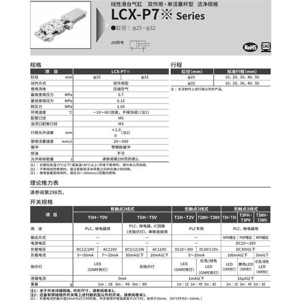CKD喜開理線性滑臺氣缸LCX-25-40-S5EP72