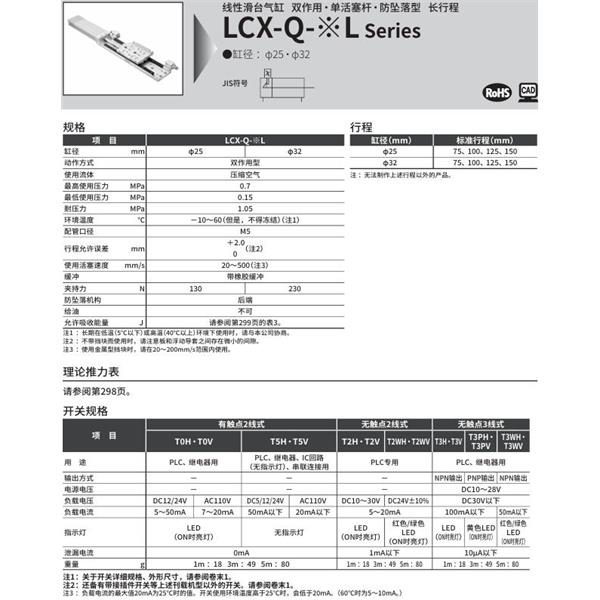 CKD喜開理線性滑臺氣缸LCX-Q-32L-150-S5