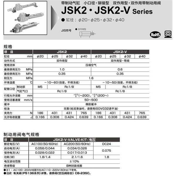 CKD喜開理帶閥氣缸JSK2-CA-32-50-JI